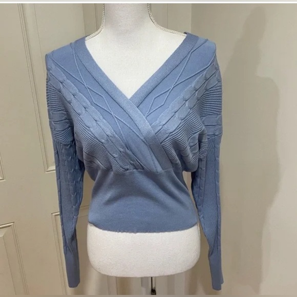 Pink Rose Sweaters - Pink Rose Surplice Sweater